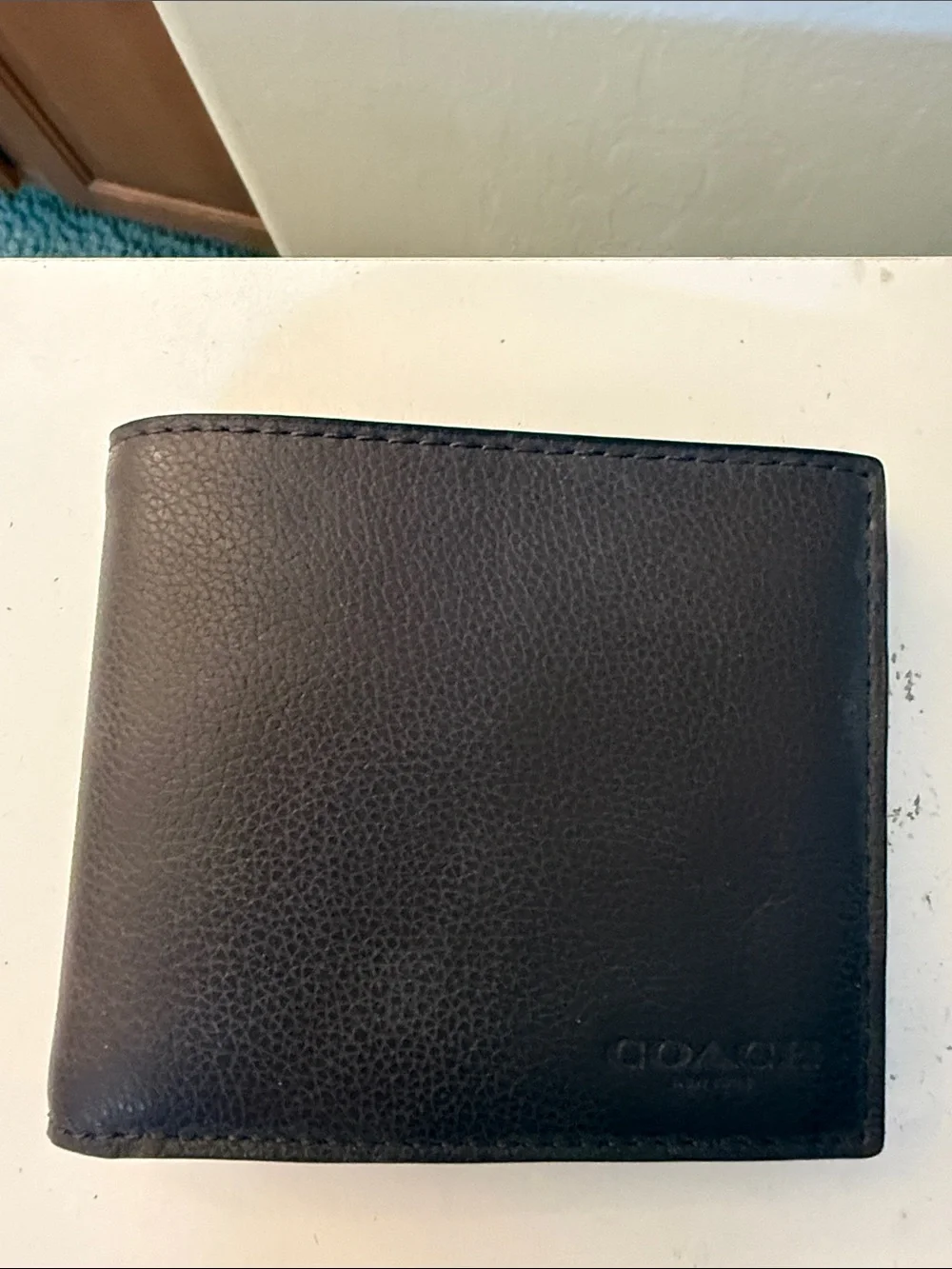 Coach Black Pebbled Leather Bi-Fold Wallet